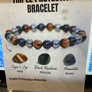 Unisex Protection Bracelets.  Beads from black obsidian, hematite and tiger eye.